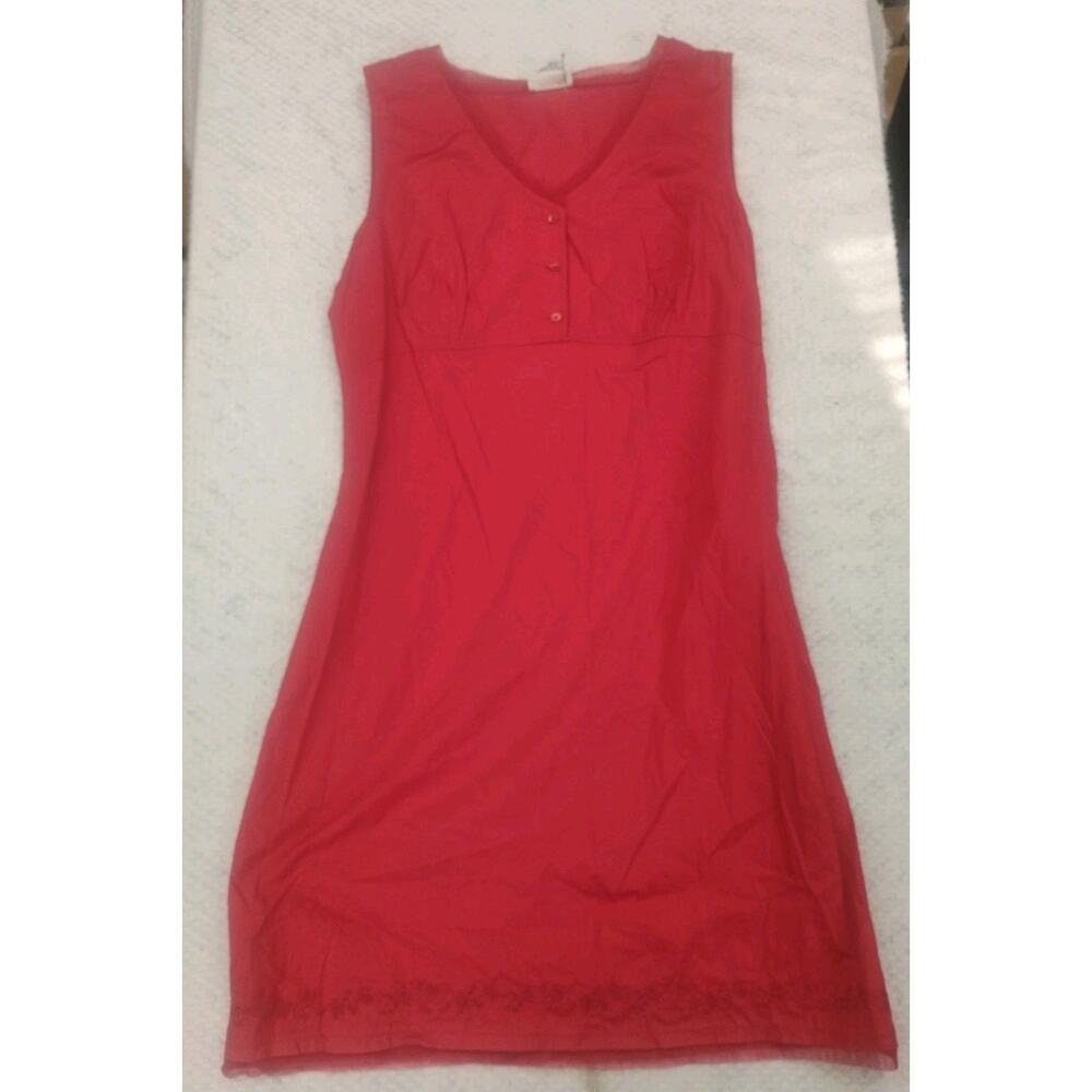 NWT Faded Glory Women's Red Sleeveless Button Front Dress Size 16 Empire Waist